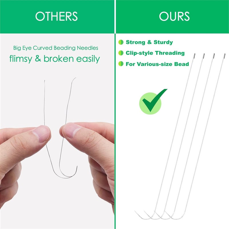 Xmada 4-Pack Clip-Style Beading Needles - 6.7 inches, 0.7mm Diameter, Efficient & Sturdy for Jewelry Making (4-Curved) - Image 3